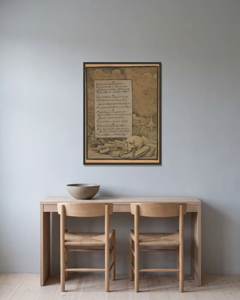 Theology av Elihu Vedder inramad på en vägg