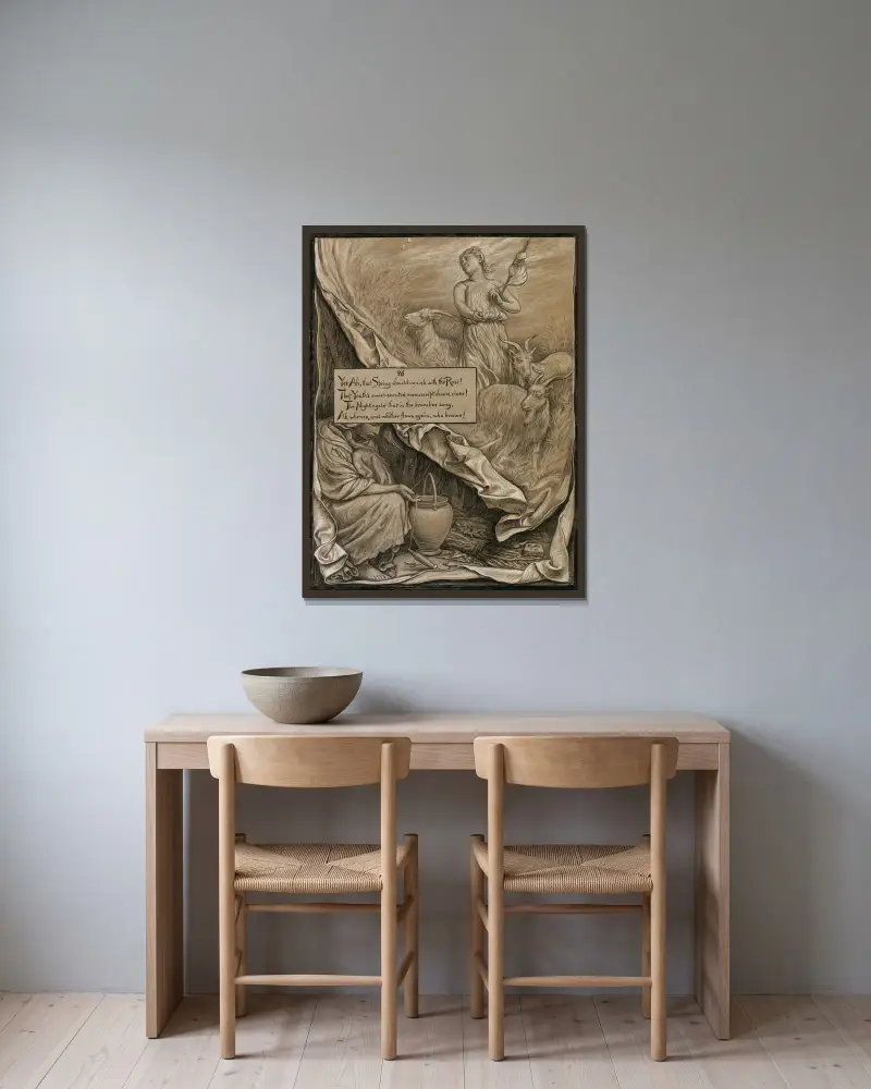 Ungdom och ålderdom av Elihu Vedder inramad på en vägg