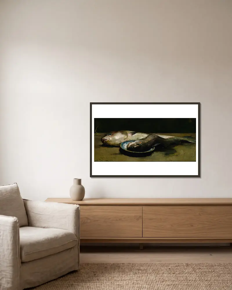 Schellfisch von Emil Carlsen gerahmt an einer Wand