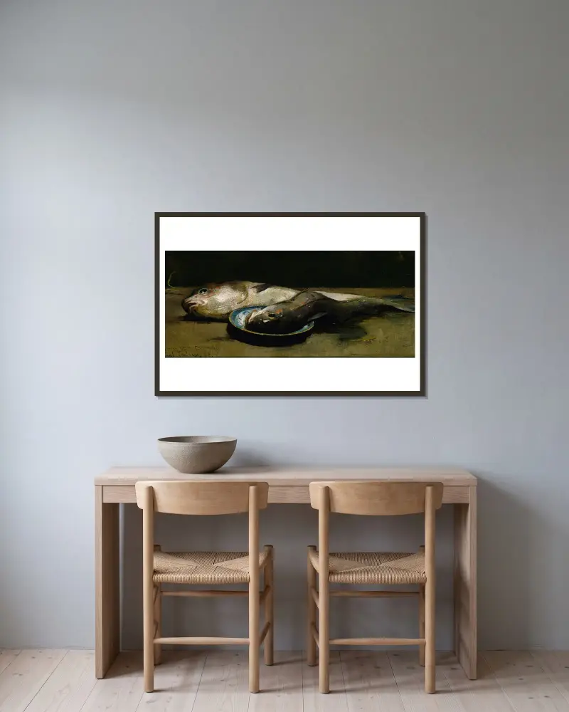 Schellfisch von Emil Carlsen gerahmt an einer Wand
