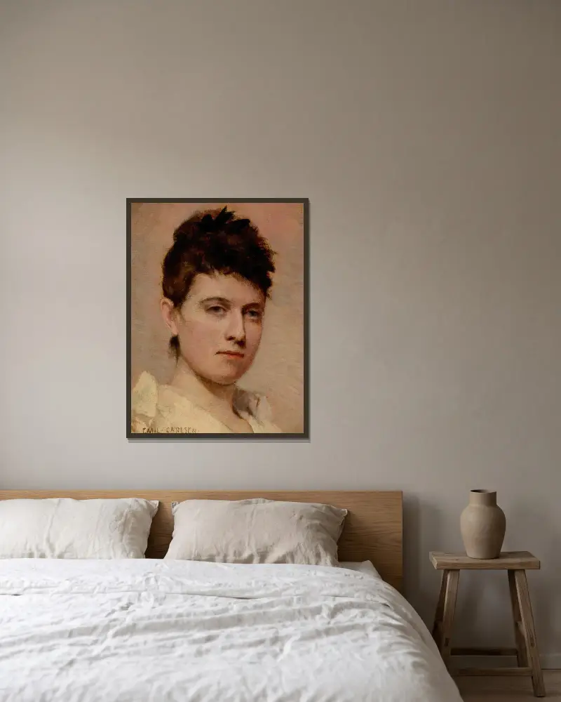 Porträt einer jungen Frau von Emil Carlsen gerahmt an einer Wand