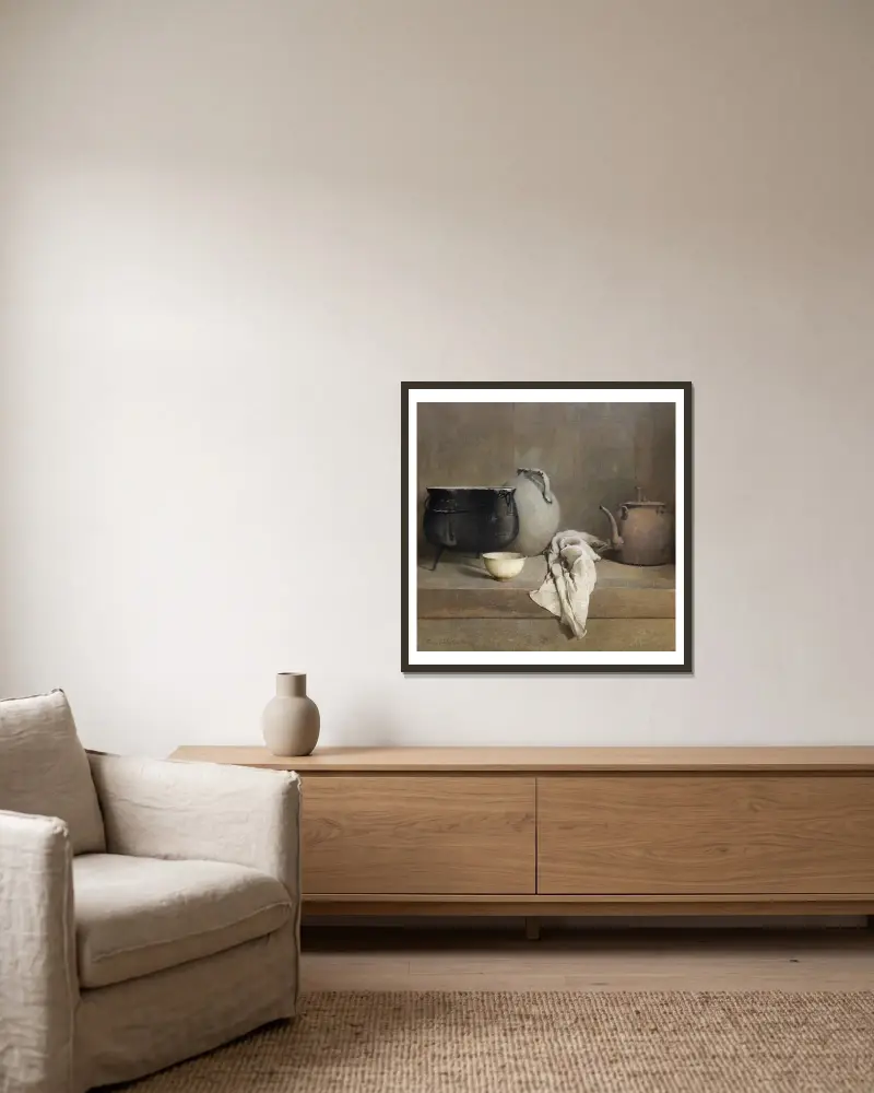 Studie in Grau von Emil Carlsen gerahmt an einer Wand