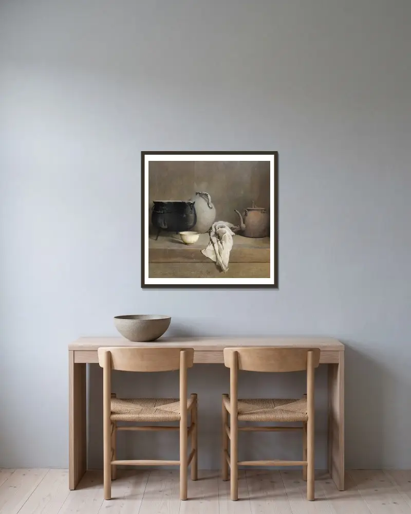 Studie in Grau von Emil Carlsen gerahmt an einer Wand