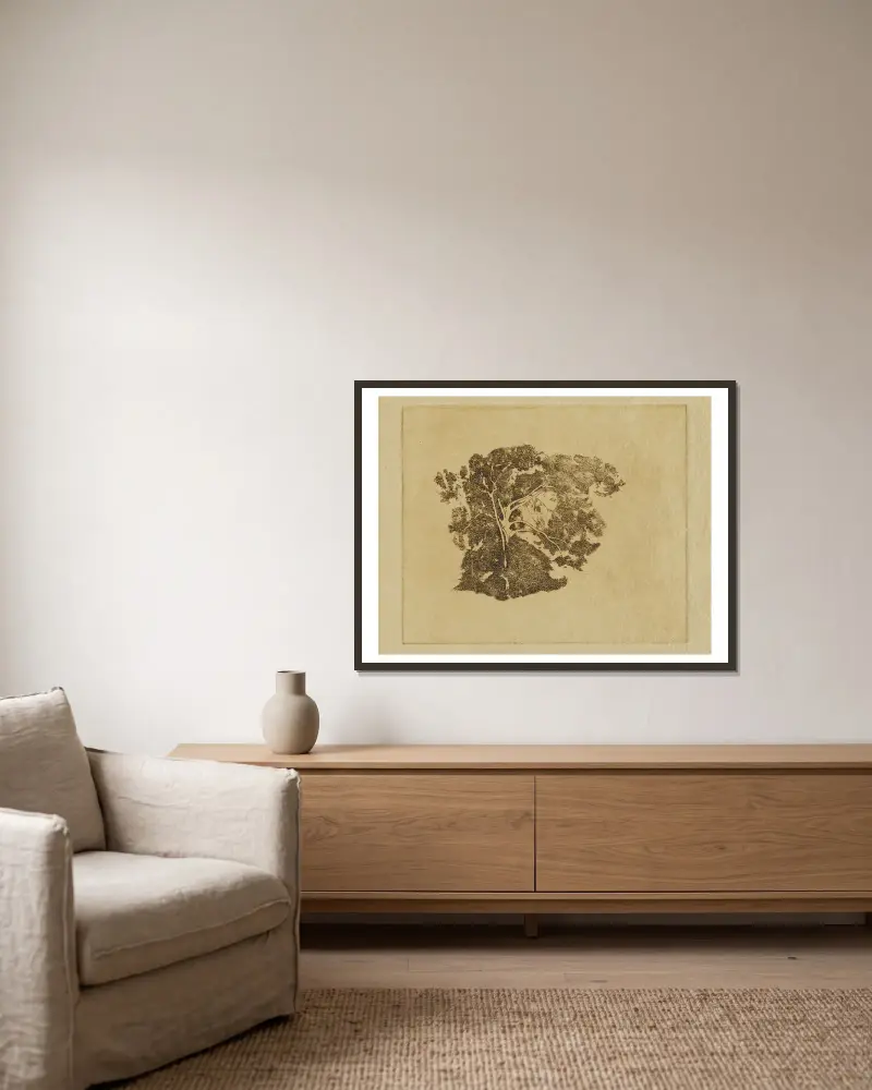 Tree Study av Emil Carlsen inramad på en vägg