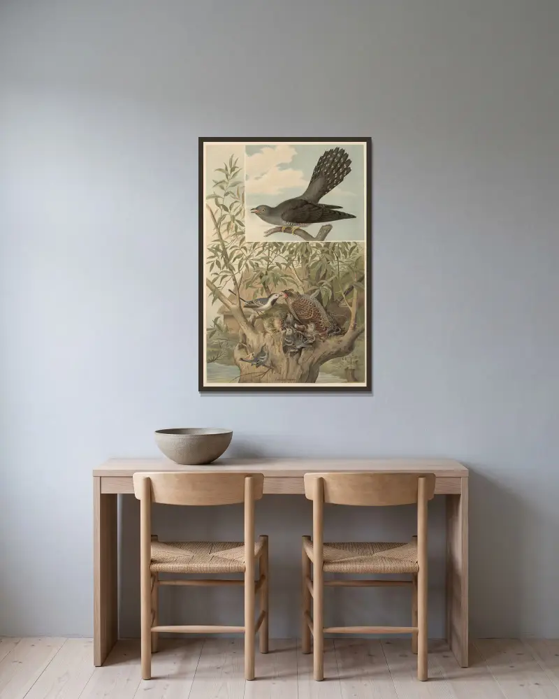 Cuckoo av Emil Schmidt inramad på en vägg