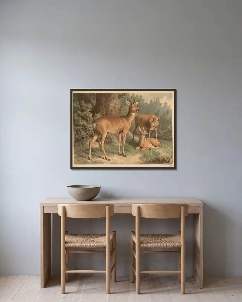 Deer av Emil Schmidt inramad på en vägg