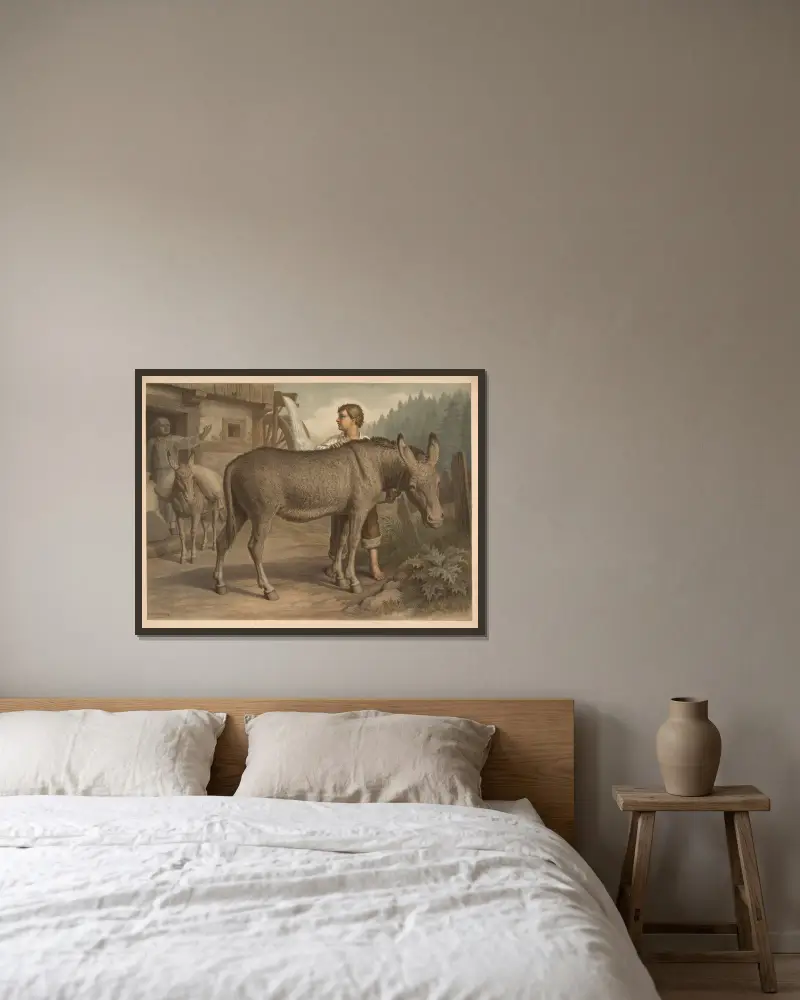 Donkey av Emil Schmidt inramad på en vägg