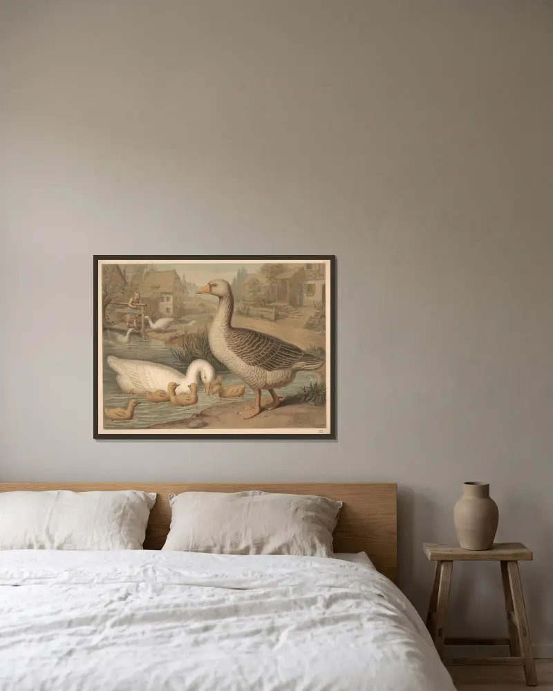 Goose av Emil Schmidt inramad på en vägg