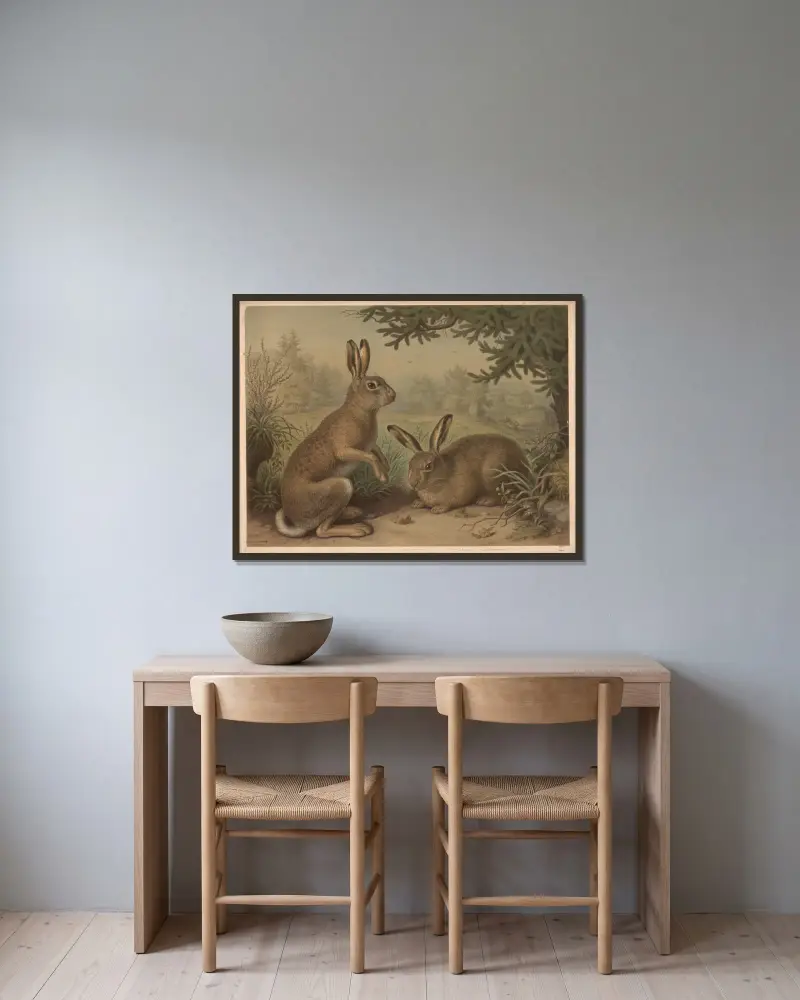 Hare av Emil Schmidt inramad på en vägg