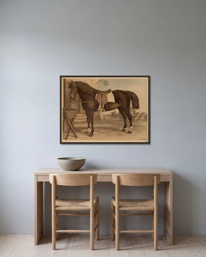 Pferd von Emil Schmidt gerahmt an einer Wand
