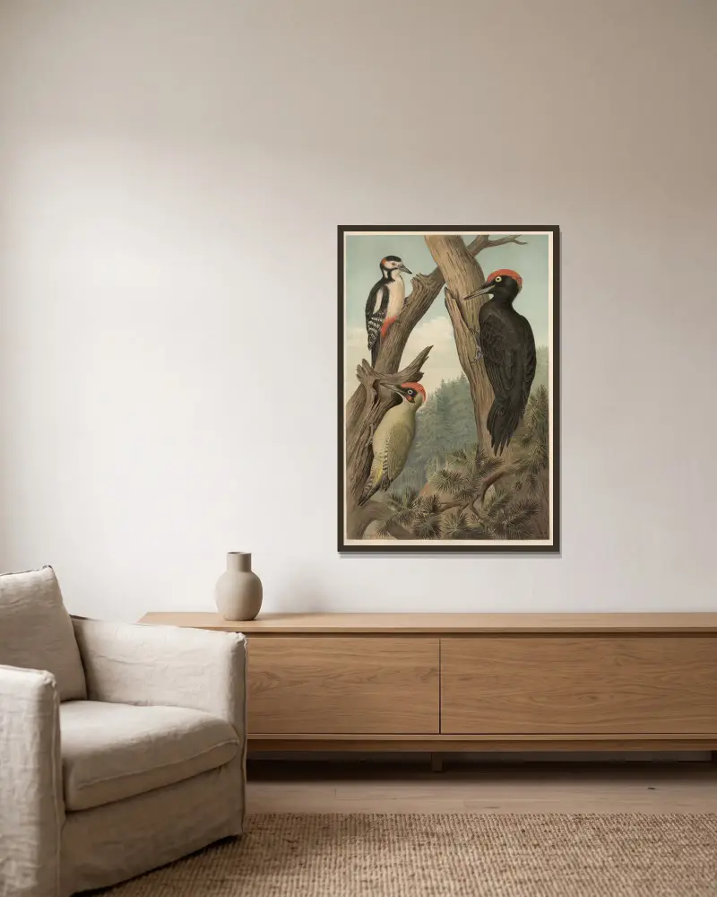 Specht von Emil Schmidt gerahmt an einer Wand