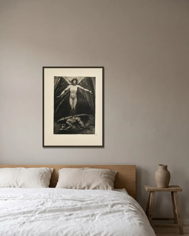 Nr 49 – Satan är död, återuppstå, himmelske Lucifer av Emile Bernard inramad på en vägg