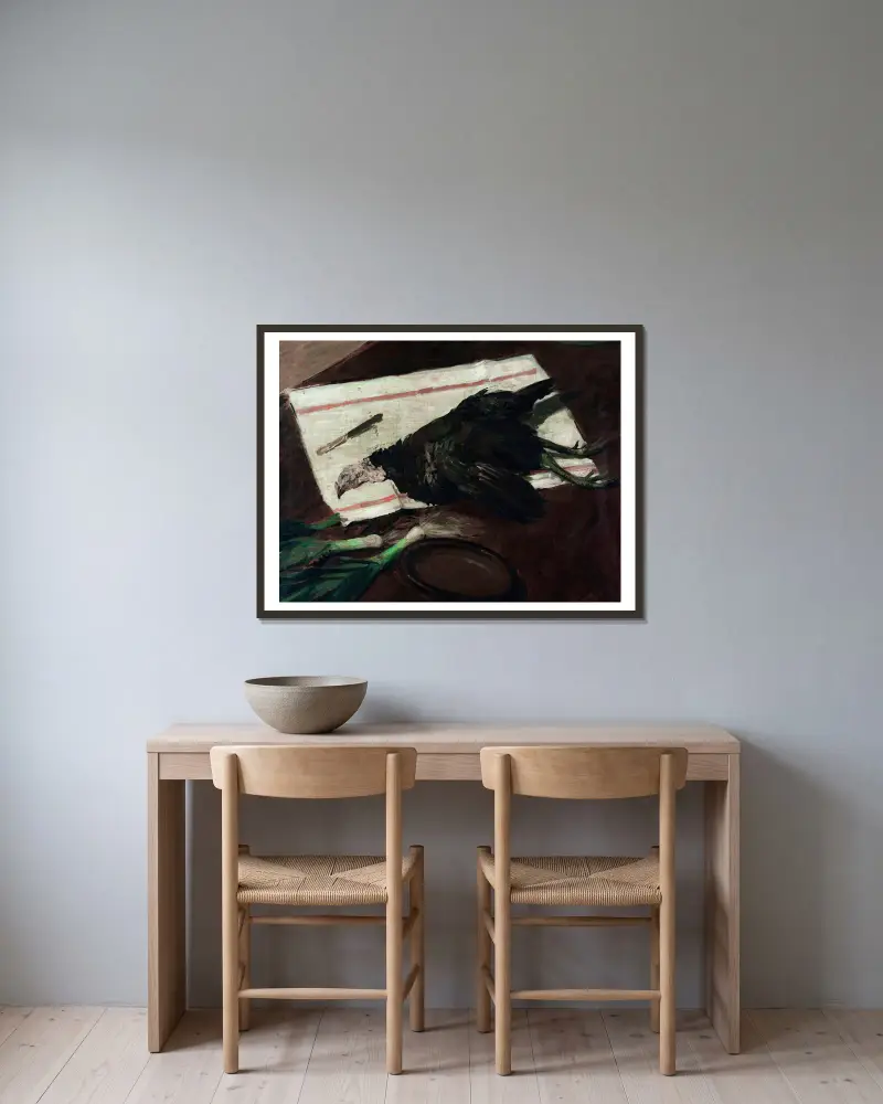 Stilleben mit Truthahn von Jacques-Émile Blanche gerahmt an einer Wand