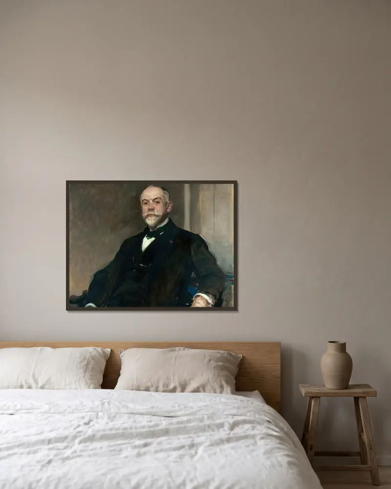 Portrait de Léon Pissard av Jacques-Émile Blanche inramad på en vägg