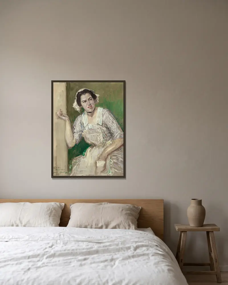 Porträtt av Madeleine Pissard som Roxane (Kärleken som läkare) av Jacques-Émile Blanche inramad på en vägg