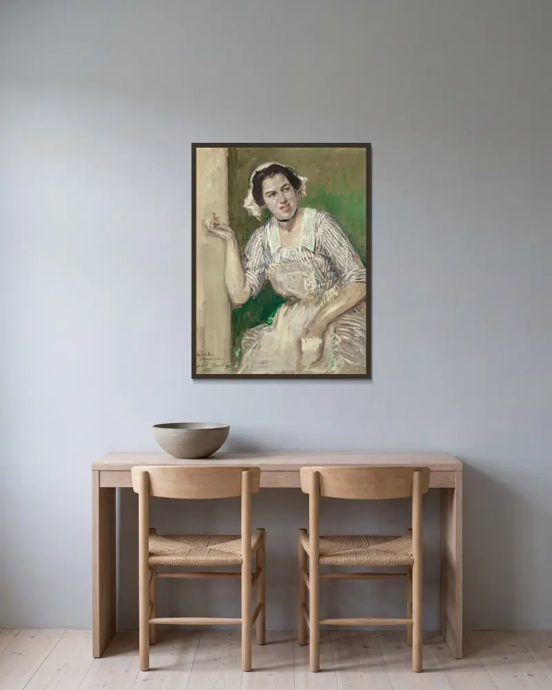 Porträtt av Madeleine Pissard som Roxane (Kärleken som läkare) av Jacques-Émile Blanche inramad på en vägg