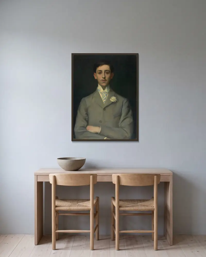 Portrait de Maurice Barrès, 1890 av Jacques-Émile Blanche inramad på en vägg