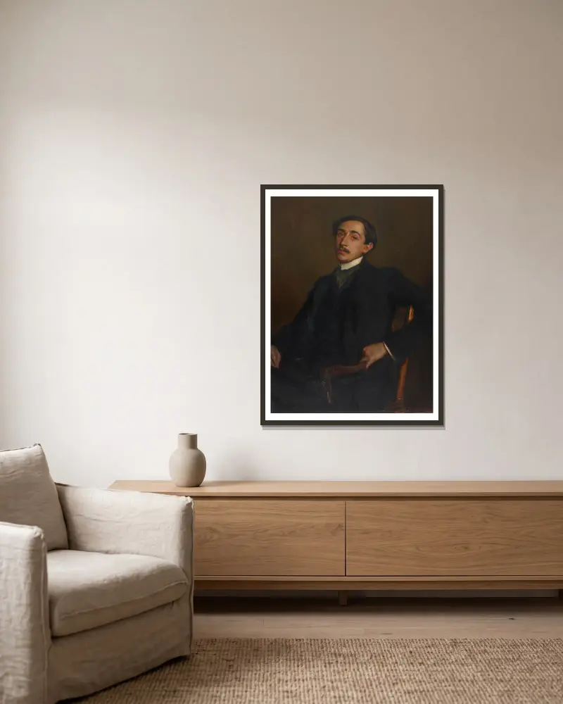 Portrait de Maurice Barrès, 1895 av Jacques-Émile Blanche inramad på en vägg