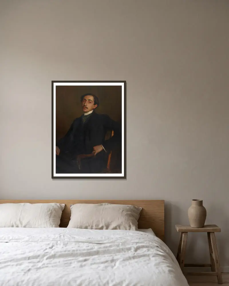 Portrait de Maurice Barrès, 1895 av Jacques-Émile Blanche inramad på en vägg