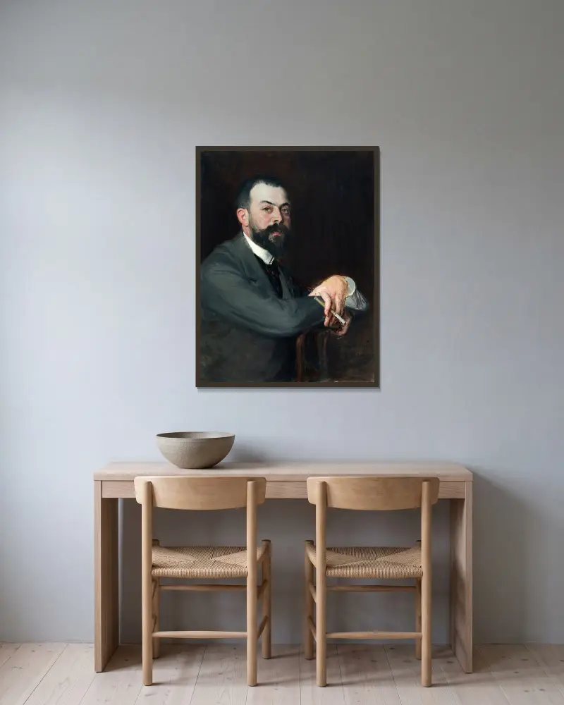 Porträtt av unge herr Léon Pissard av Jacques-Émile Blanche inramad på en vägg