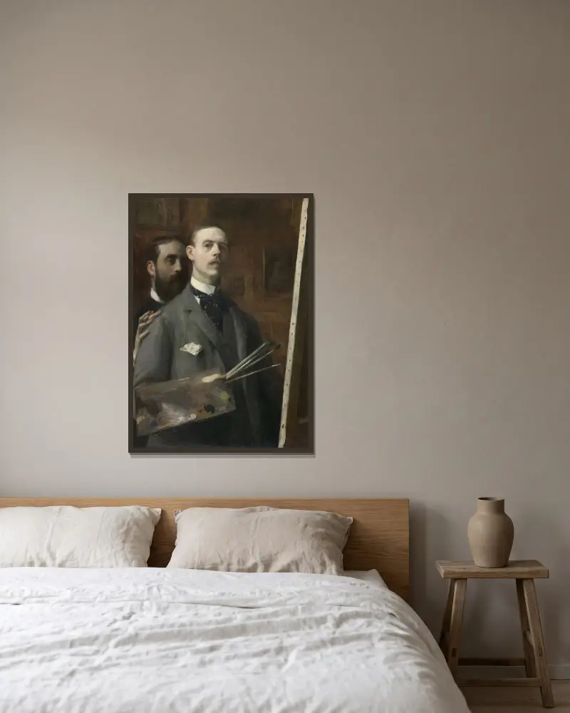 Selbstporträt mit Raphael de Ochoa von Jacques-Émile Blanche gerahmt an einer Wand