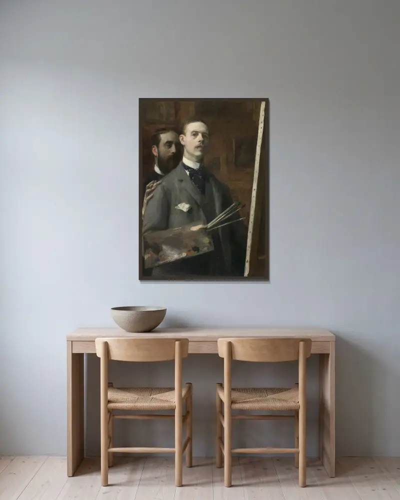 Selbstporträt mit Raphael de Ochoa von Jacques-Émile Blanche gerahmt an einer Wand
