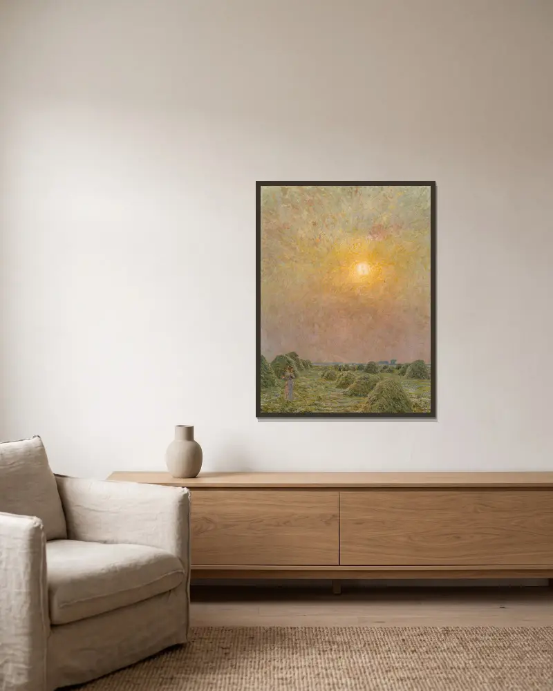 Sunset av Emile Claus inramad på en vägg