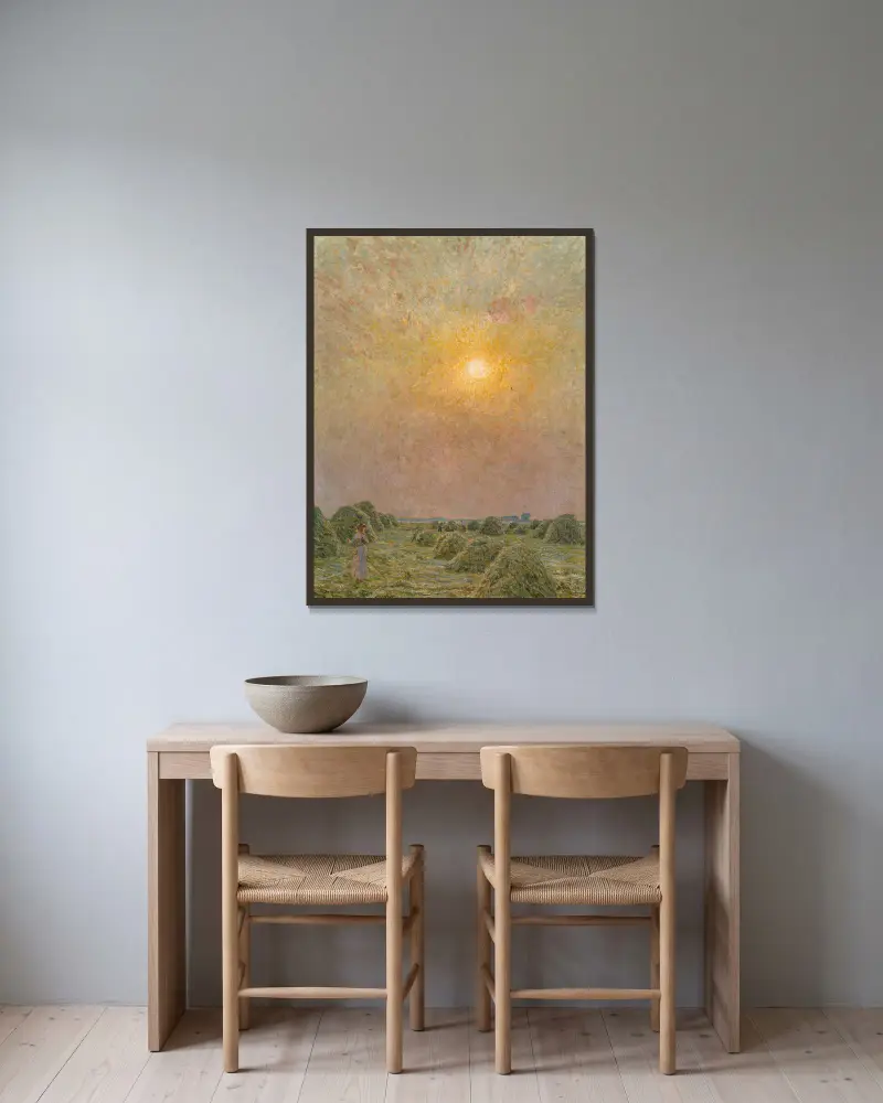 Sunset av Emile Claus inramad på en vägg