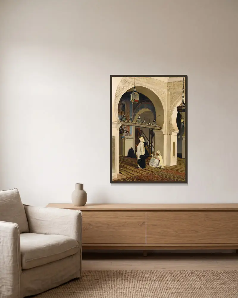 Die Moschee Sidi Boumediene von Emile Claus gerahmt an einer Wand