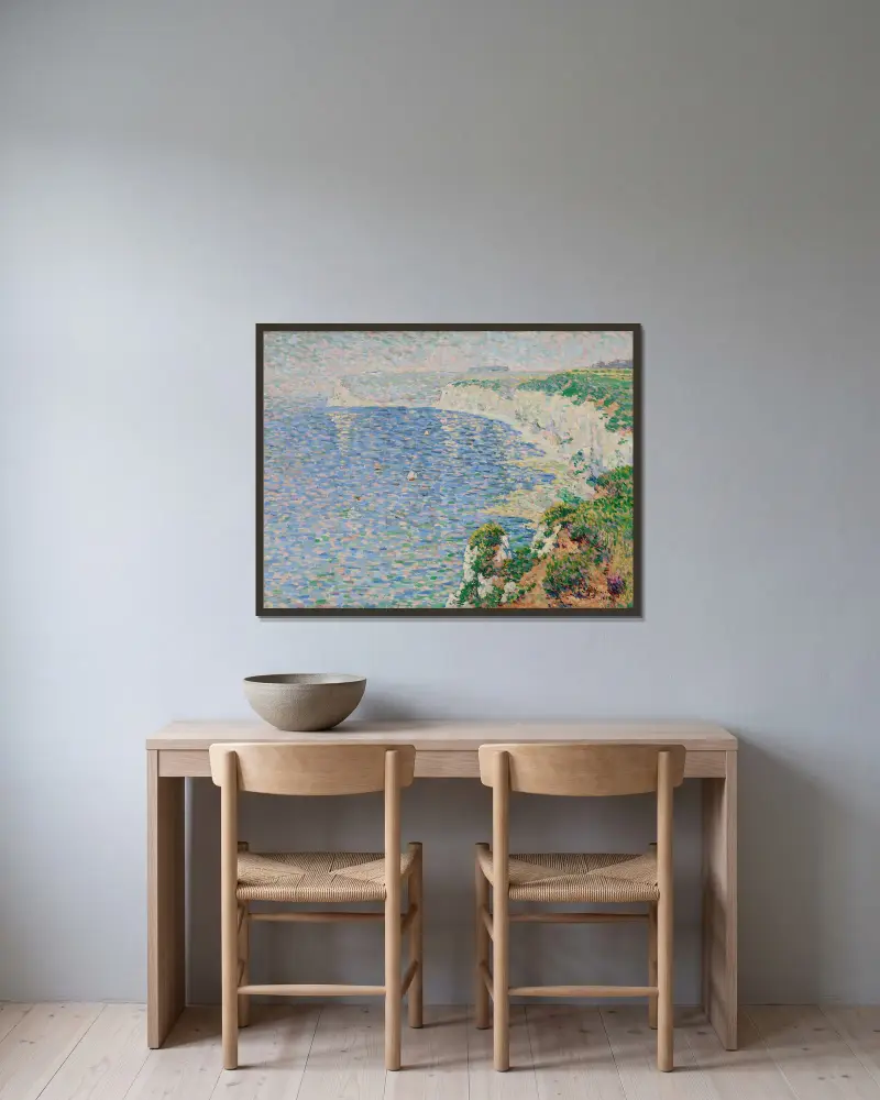 Blick auf die Klippen von Étretat von Claude-Émile Schuffenecker gerahmt an einer Wand