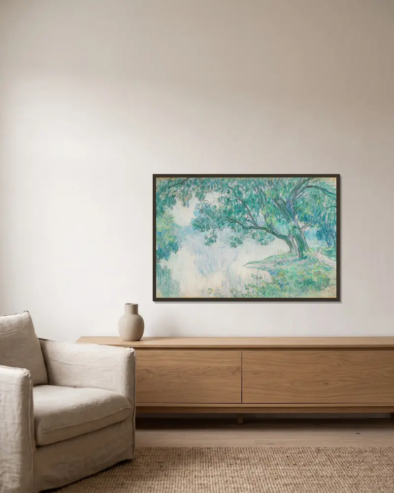 Landschaft mit Teich von Claude-Émile Schuffenecker gerahmt an einer Wand