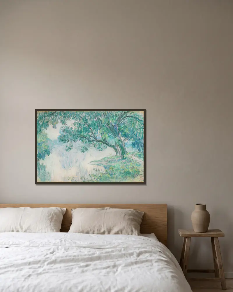 Landschaft mit Teich von Claude-Émile Schuffenecker gerahmt an einer Wand