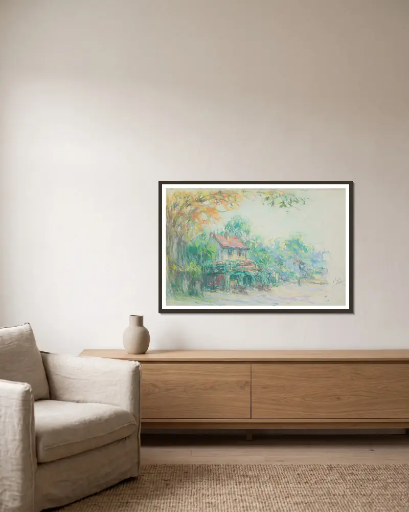 Landschaft von Claude-Émile Schuffenecker gerahmt an einer Wand