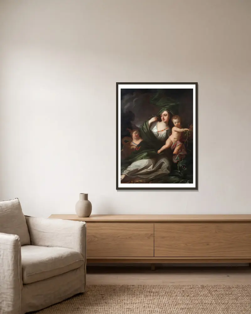 Amphitrite oder Allegorie des Elements Wasser von Georg Engelhard Schröder gerahmt an einer Wand