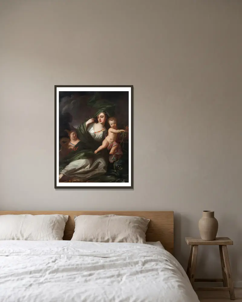 Amphitrite oder Allegorie des Elements Wasser von Georg Engelhard Schröder gerahmt an einer Wand