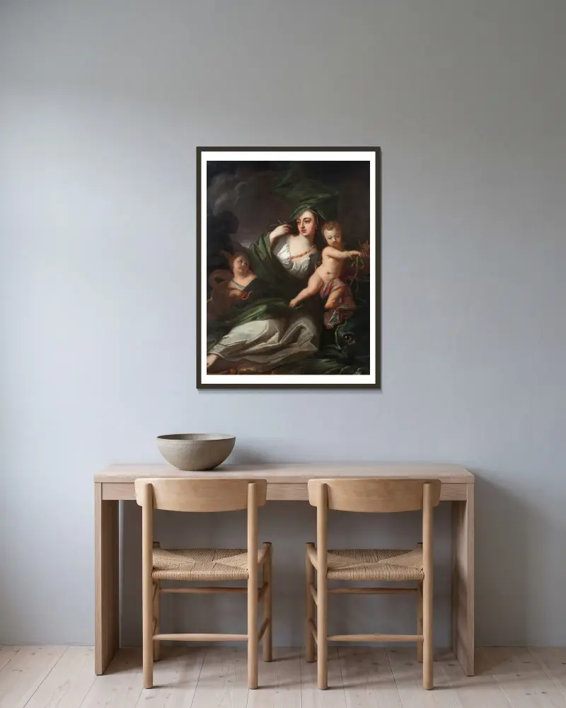 Amphitrite oder Allegorie des Elements Wasser von Georg Engelhard Schröder gerahmt an einer Wand