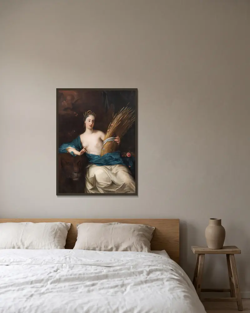 Ceres eller allegori över elementet jorden av Georg Engelhard Schröder inramad på en vägg