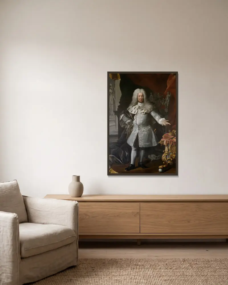 Friedrich I., König von Schweden 1720–1751 von Georg Engelhard Schröder gerahmt an einer Wand
