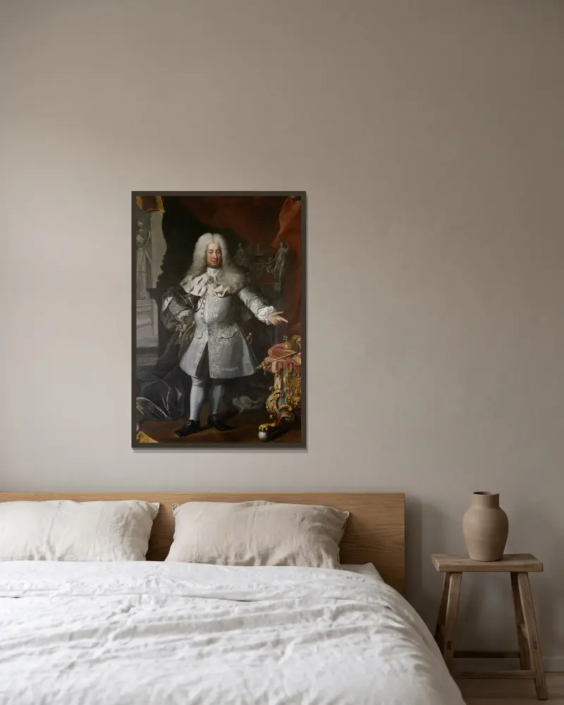 Friedrich I., König von Schweden 1720–1751 von Georg Engelhard Schröder gerahmt an einer Wand