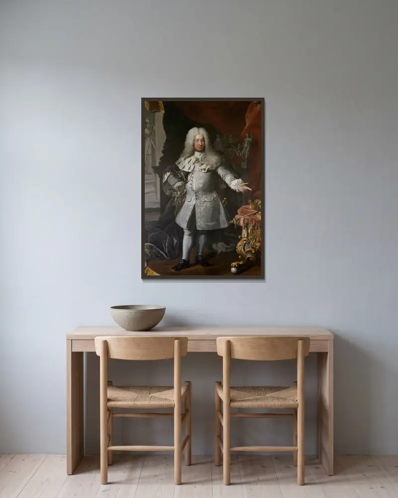 Friedrich I., König von Schweden 1720–1751 von Georg Engelhard Schröder gerahmt an einer Wand