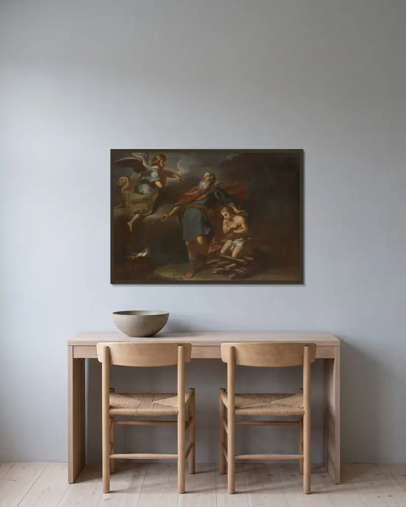 Ofiara Izaaka, 1734 – nr 1, Georg Engelhard Schröder w ramie na ścianie