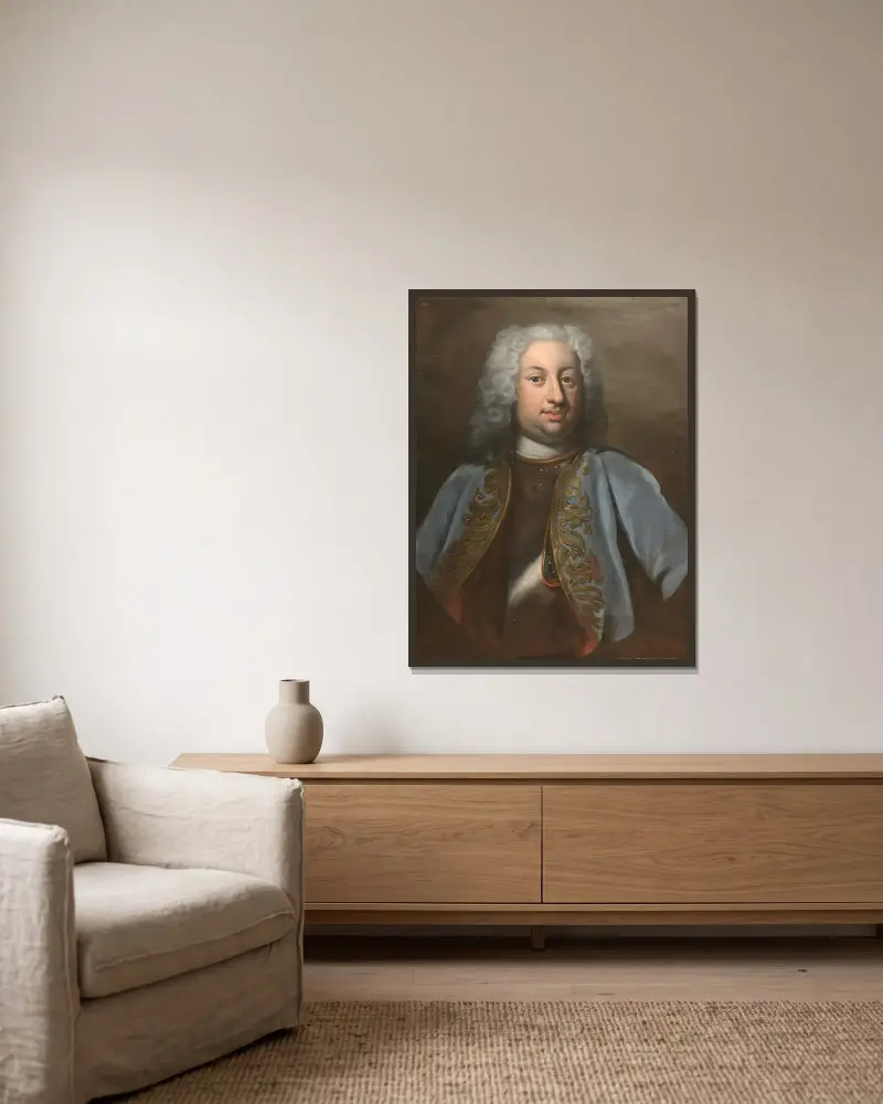 Maximilian, 1689–1753, prins av Hessen-Kassel av Georg Engelhard Schröder inramad på en vägg