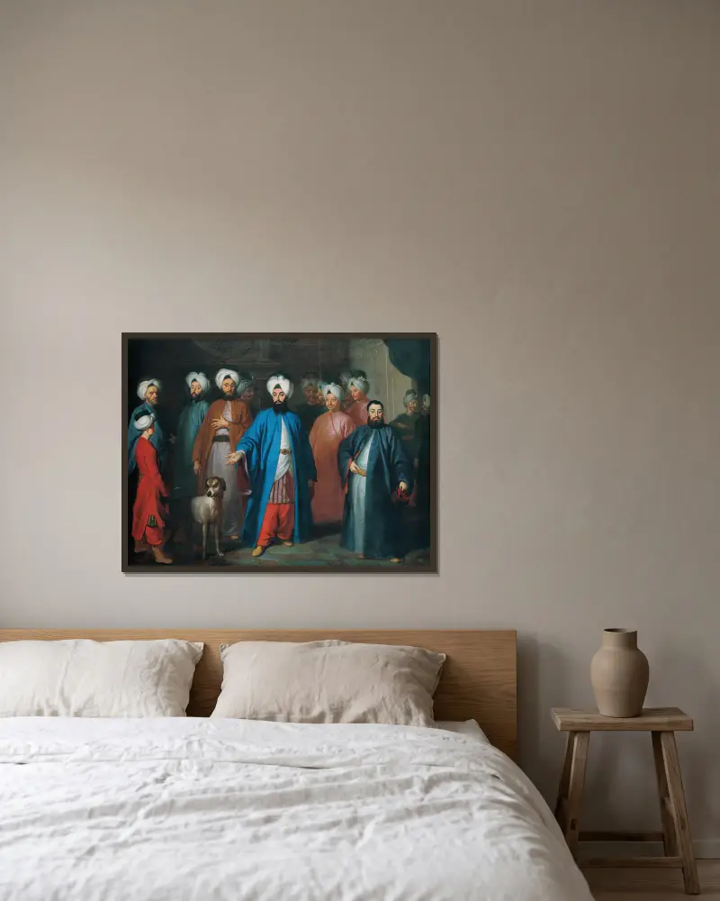 Mehmed Said Efendi and his Retinue av Georg Engelhard Schröder inramad på en vägg