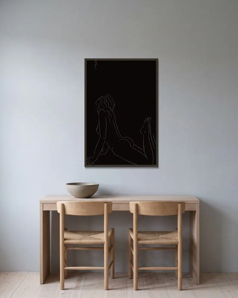 Fünfundzwanzig Aktstudien, Tafel 03 von Eric Gill gerahmt an einer Wand