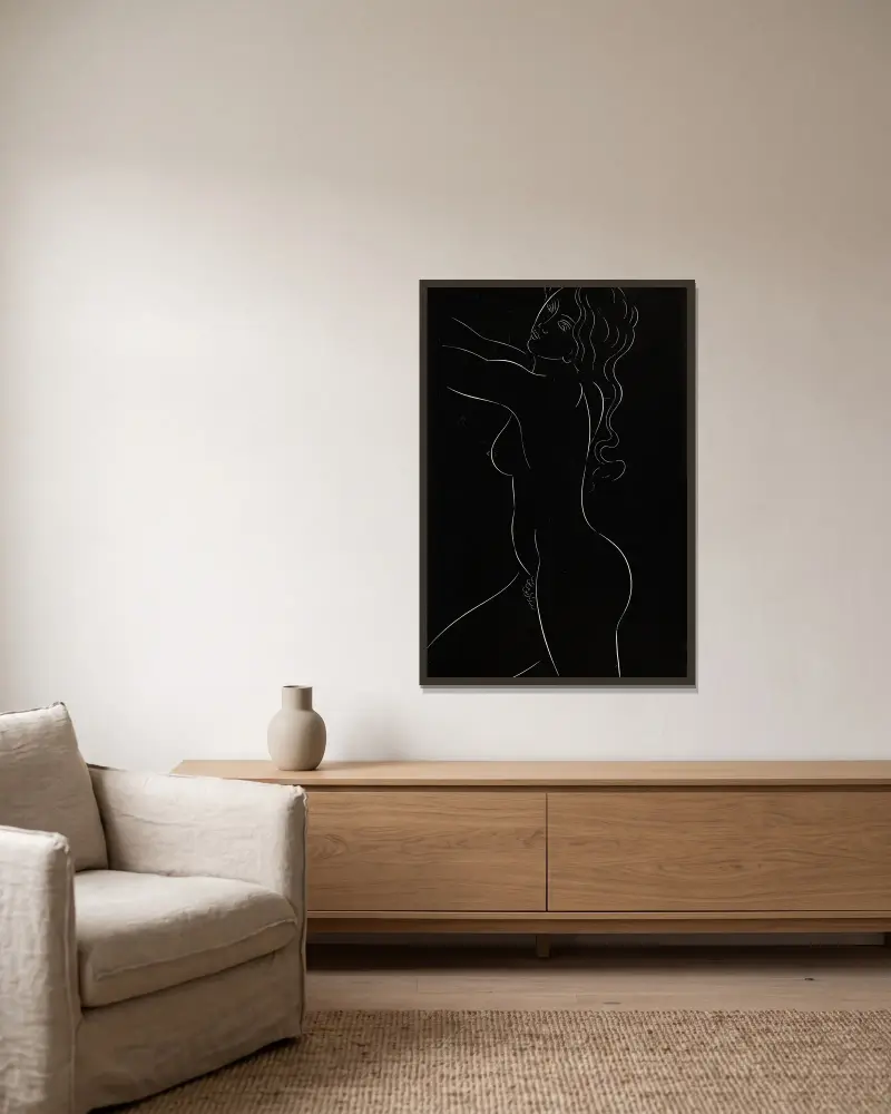 Fünfundzwanzig Akte Taf. 07 von Eric Gill gerahmt an einer Wand