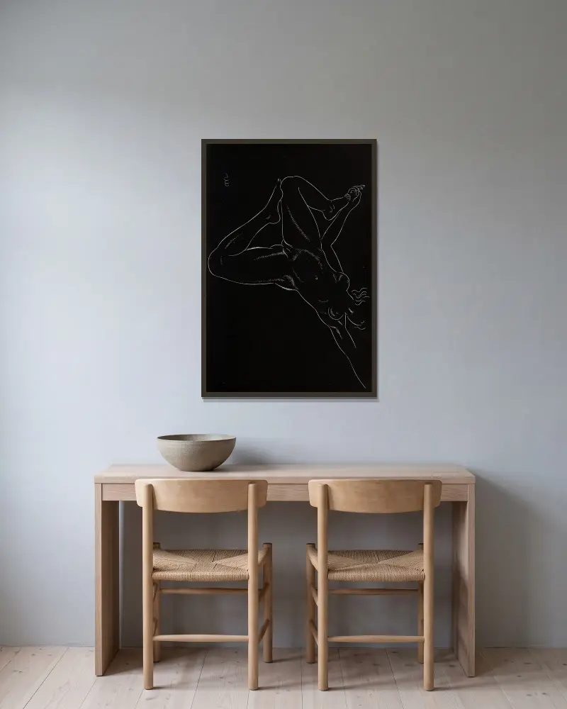 Fünfundzwanzig Akte Taf. 08 von Eric Gill gerahmt an einer Wand