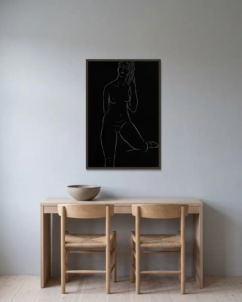 Twenty-five nudes, Taf. 13 von Eric Gill gerahmt an einer Wand