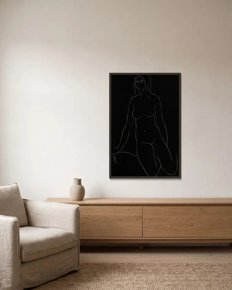 Fünfundzwanzig Akte Pl. 17 von Eric Gill gerahmt an einer Wand
