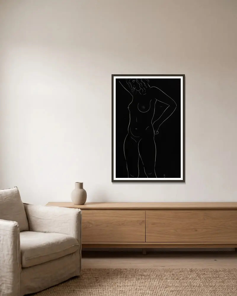 Twenty-five nudes Pl 20 von Eric Gill gerahmt an einer Wand