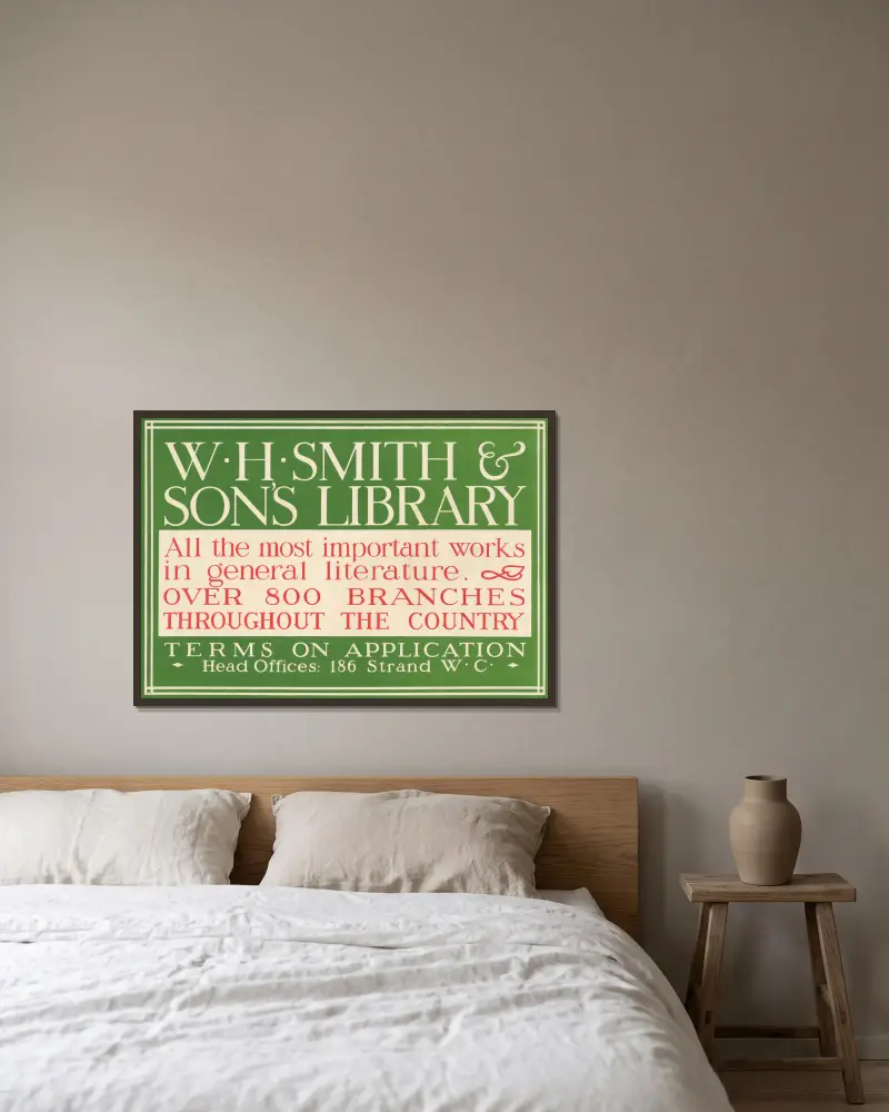 W. H. Smith & Sons Library. All The Most Important Works in General Literature av Eric Gill inramad på en vägg